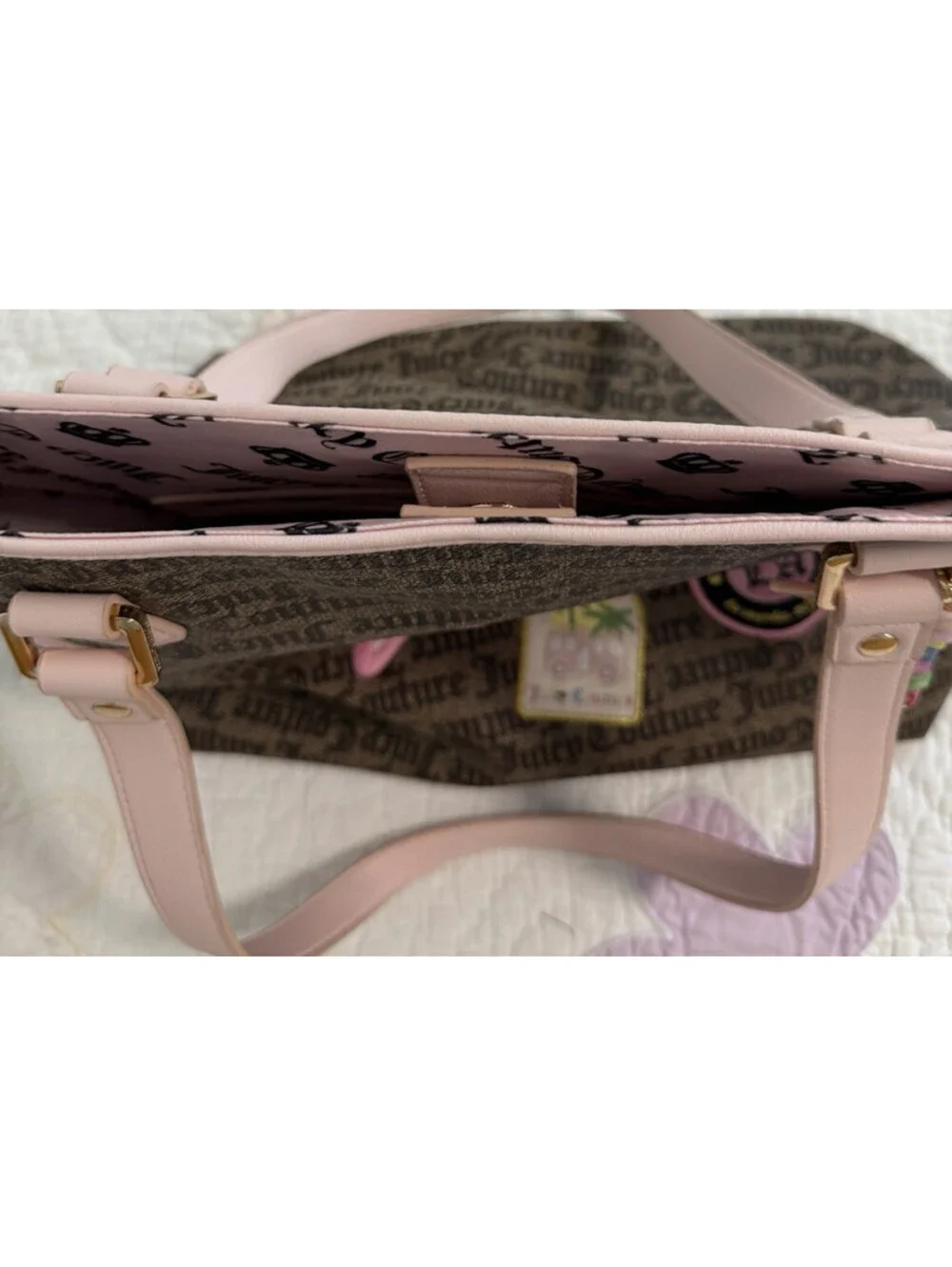 Juicy Couture Exclusive Taupe Dark Brown Juicy Run The World Tote Bag - Picture 6 of 9